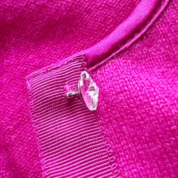 PECK & PECK 2 Ply Cashmere Cardigan Sweater Gem Buttons Satin Collar Sz M Clean! - Picture 4 of 12